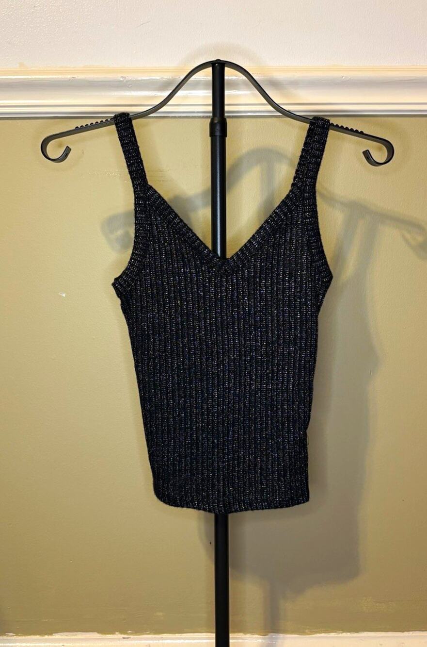 American Eagle Soft & Sexy Ribbed Solid Black Camisole Tank Top Women’s S